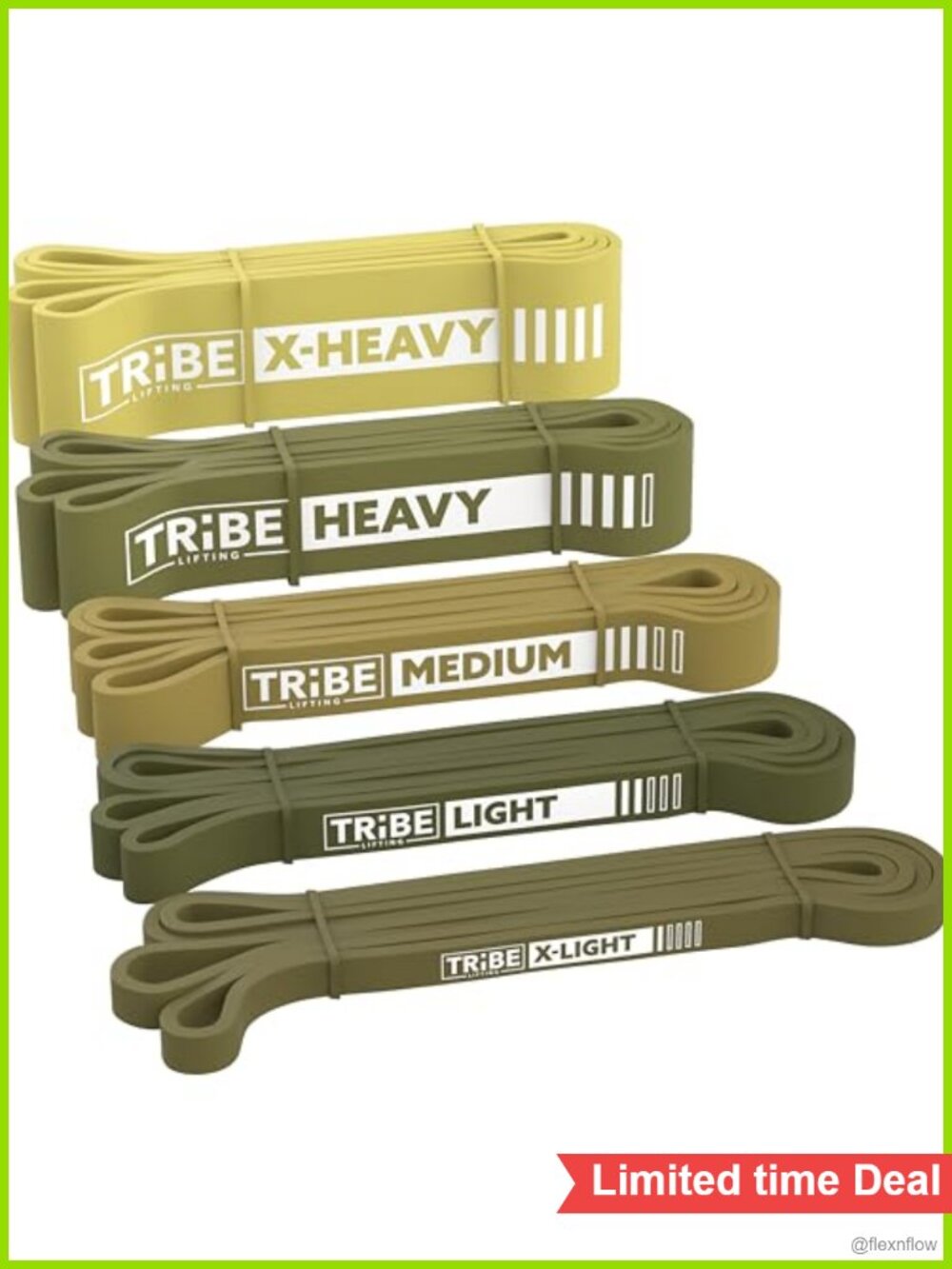 Long Resistance Bands Set, 5 Pull Up Assistance Bands, Natural Latex Rubber